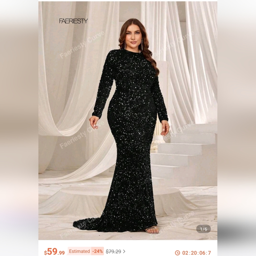 Black Sequin Evening Gown